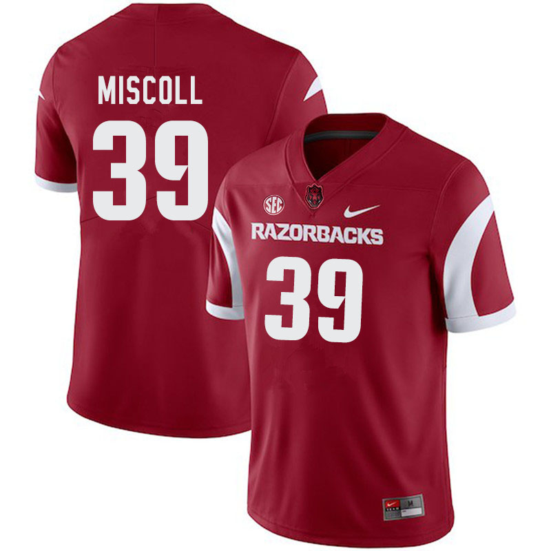 Men #39 John Miscoll Arkansas Razorbacks College Football Jerseys-Cardinal